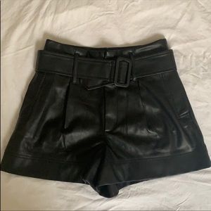 High waisted, faux leather shorts